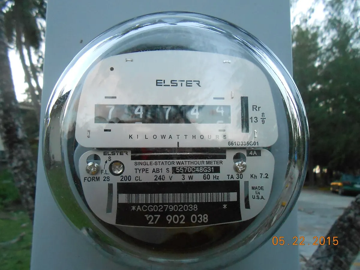 Electricity meter showing a cumulative consumption reading