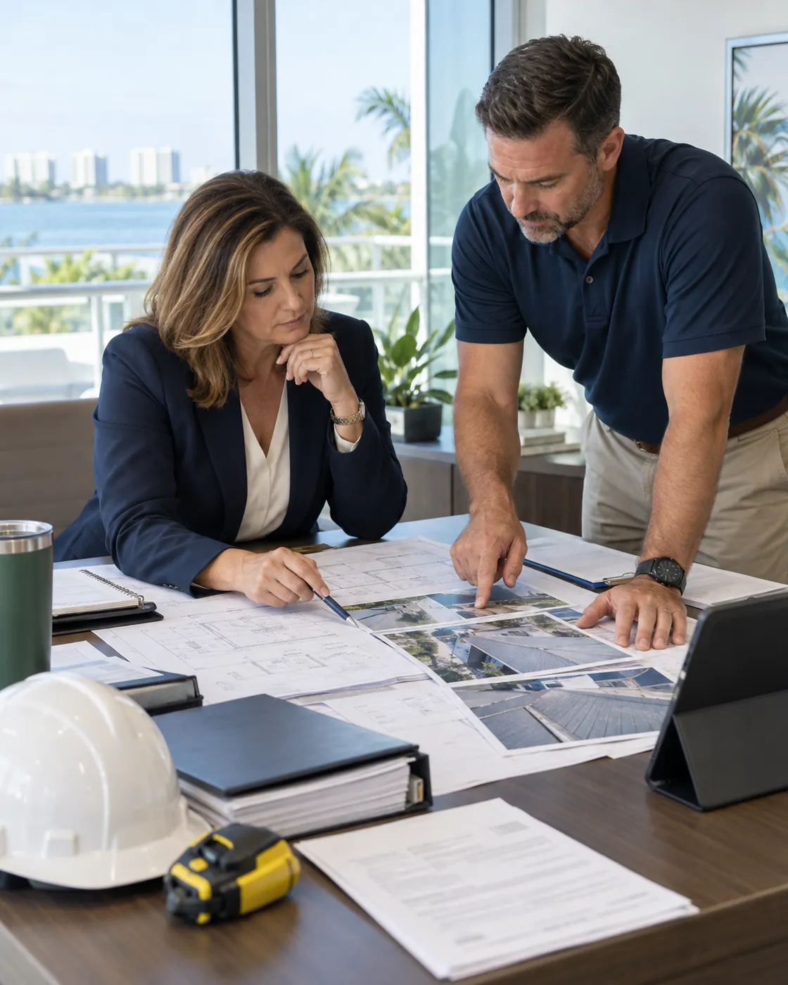 Property leaders reviewing condominium insurance renewal evidence