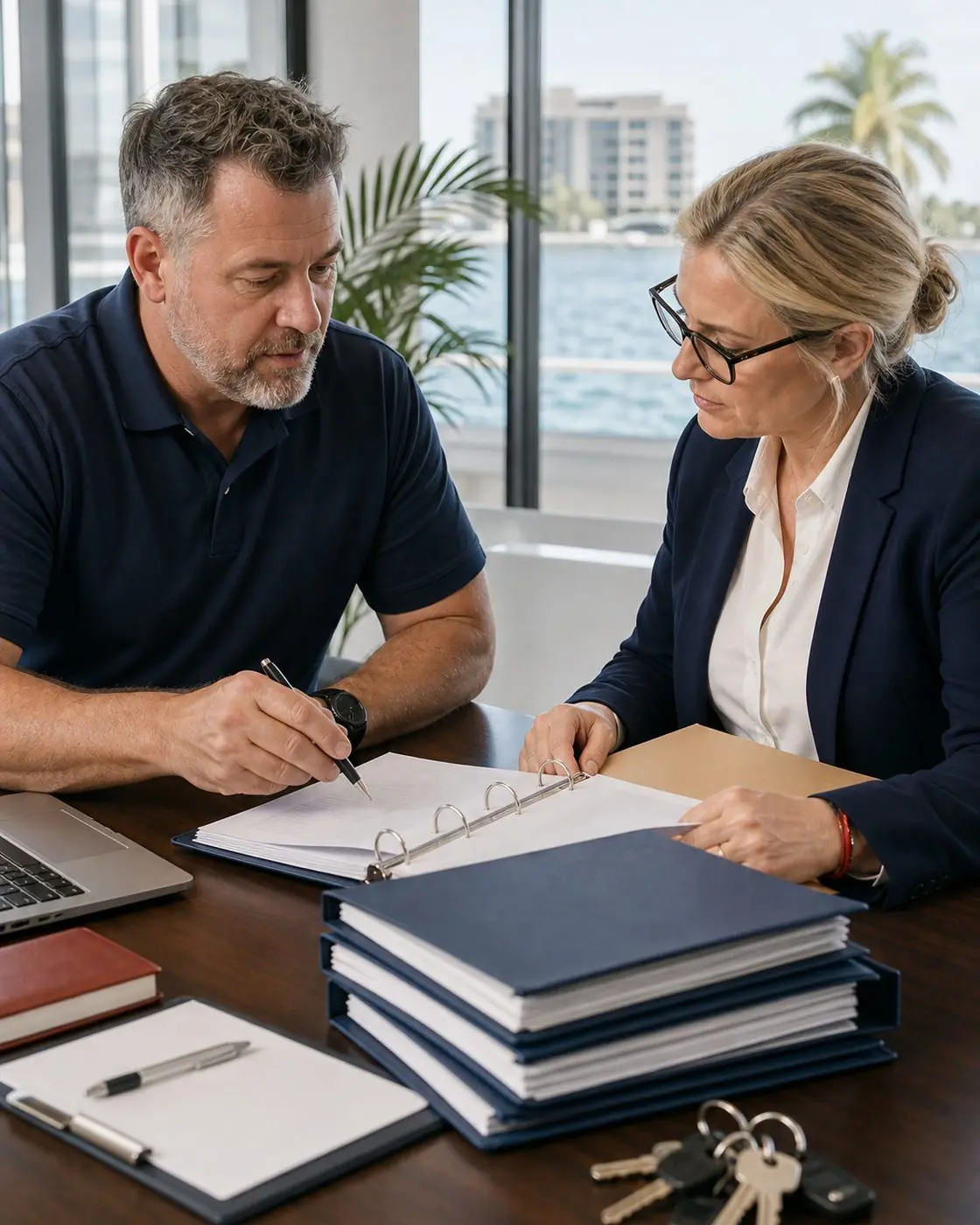 Property leaders verifying records during a management transition