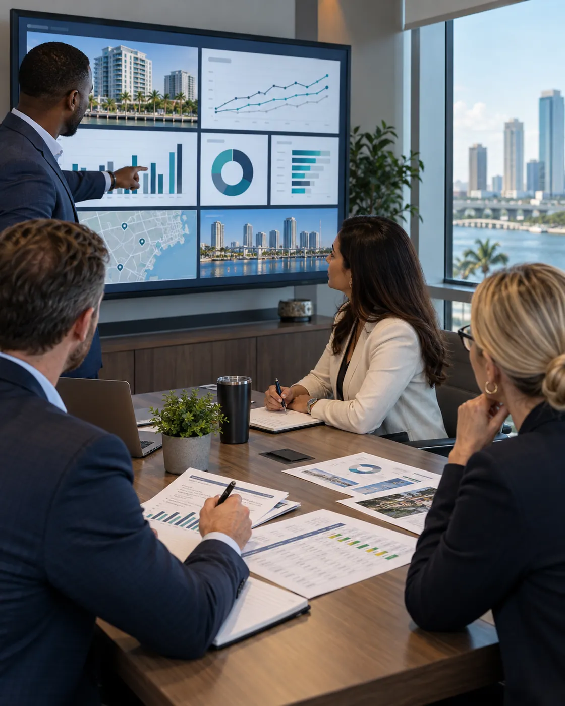 Property leaders reviewing an operational performance dashboard