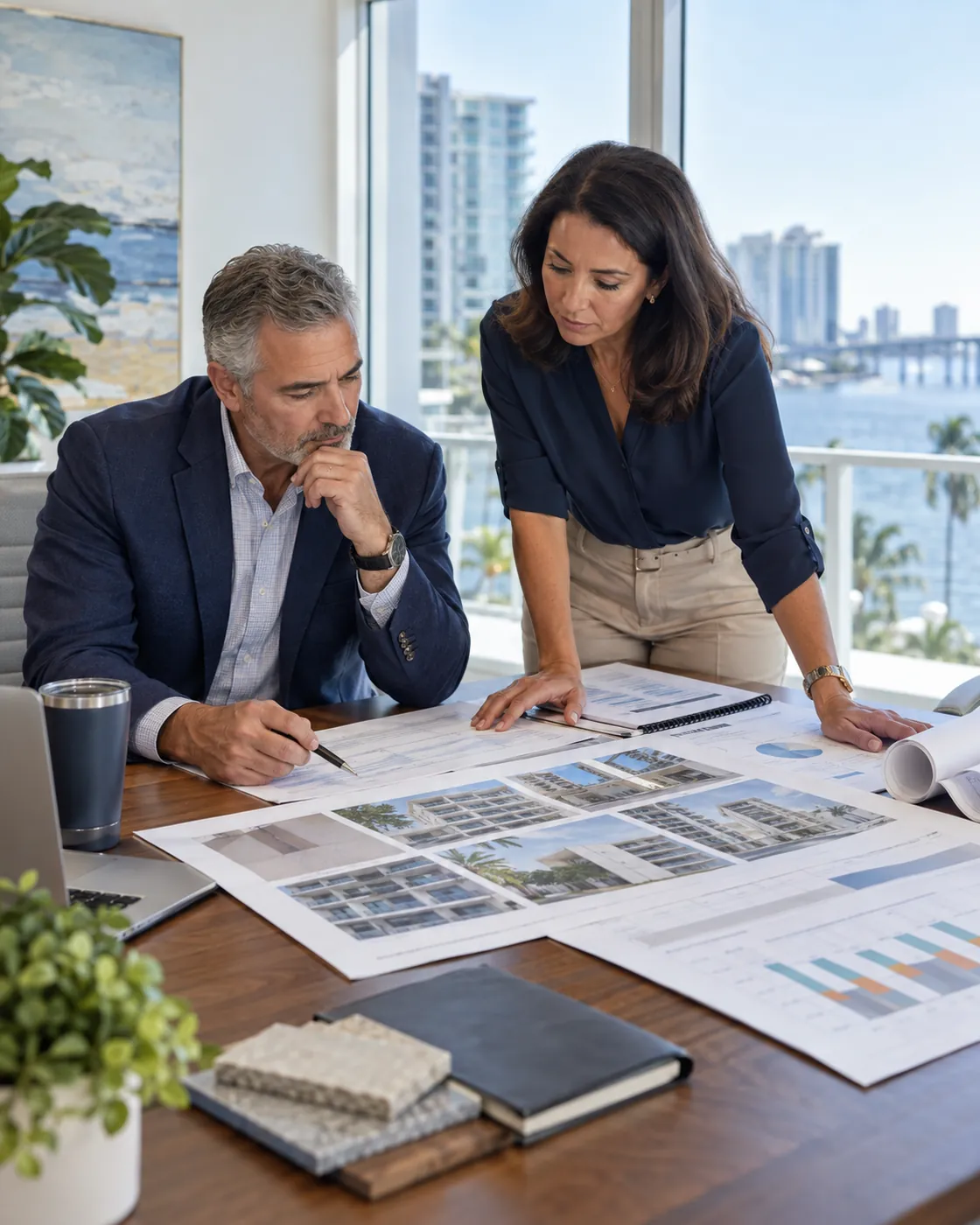 Condominium board leaders reviewing a reserve study action plan